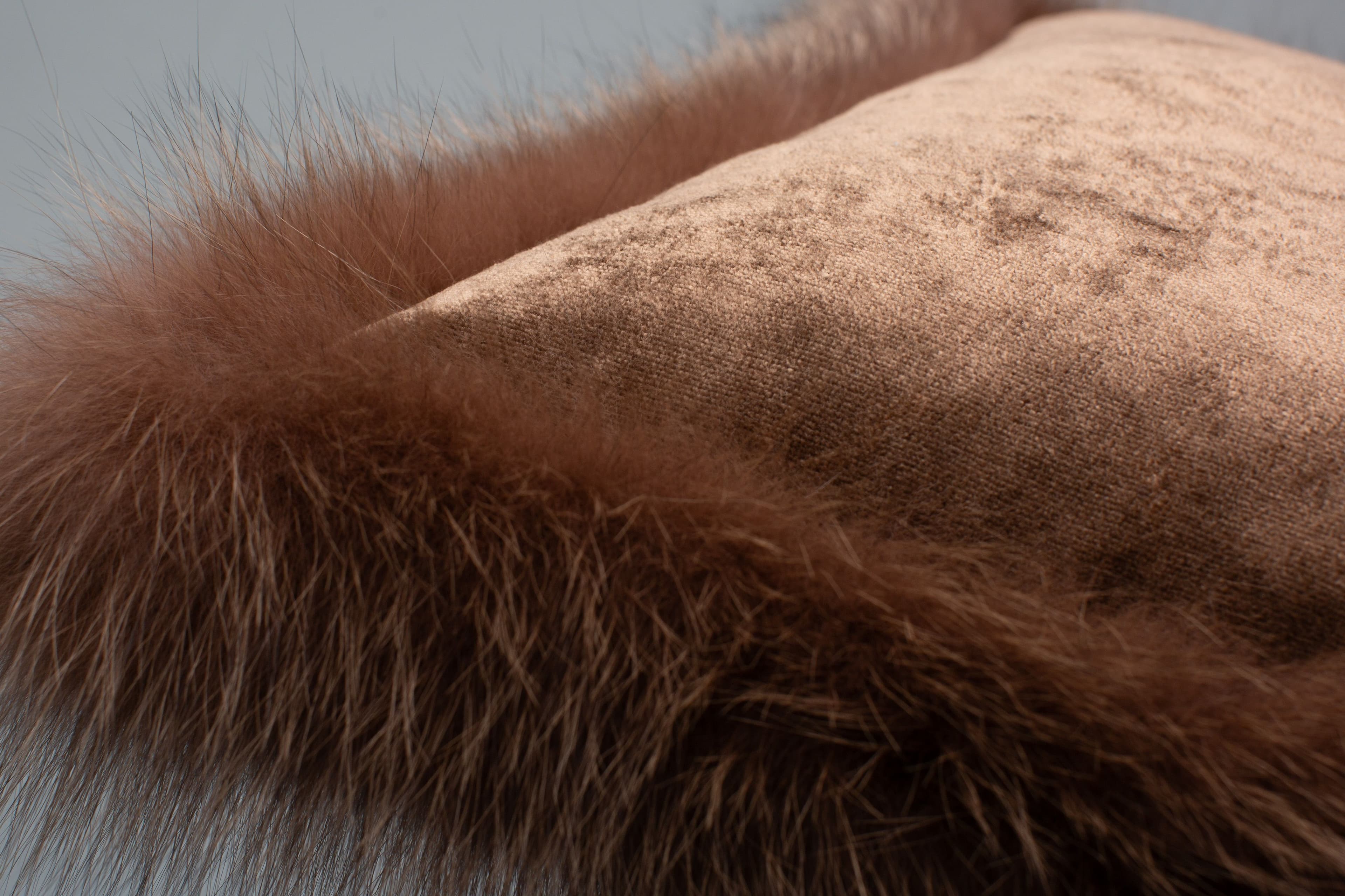Brown Velvet & Fox Fur Cushion