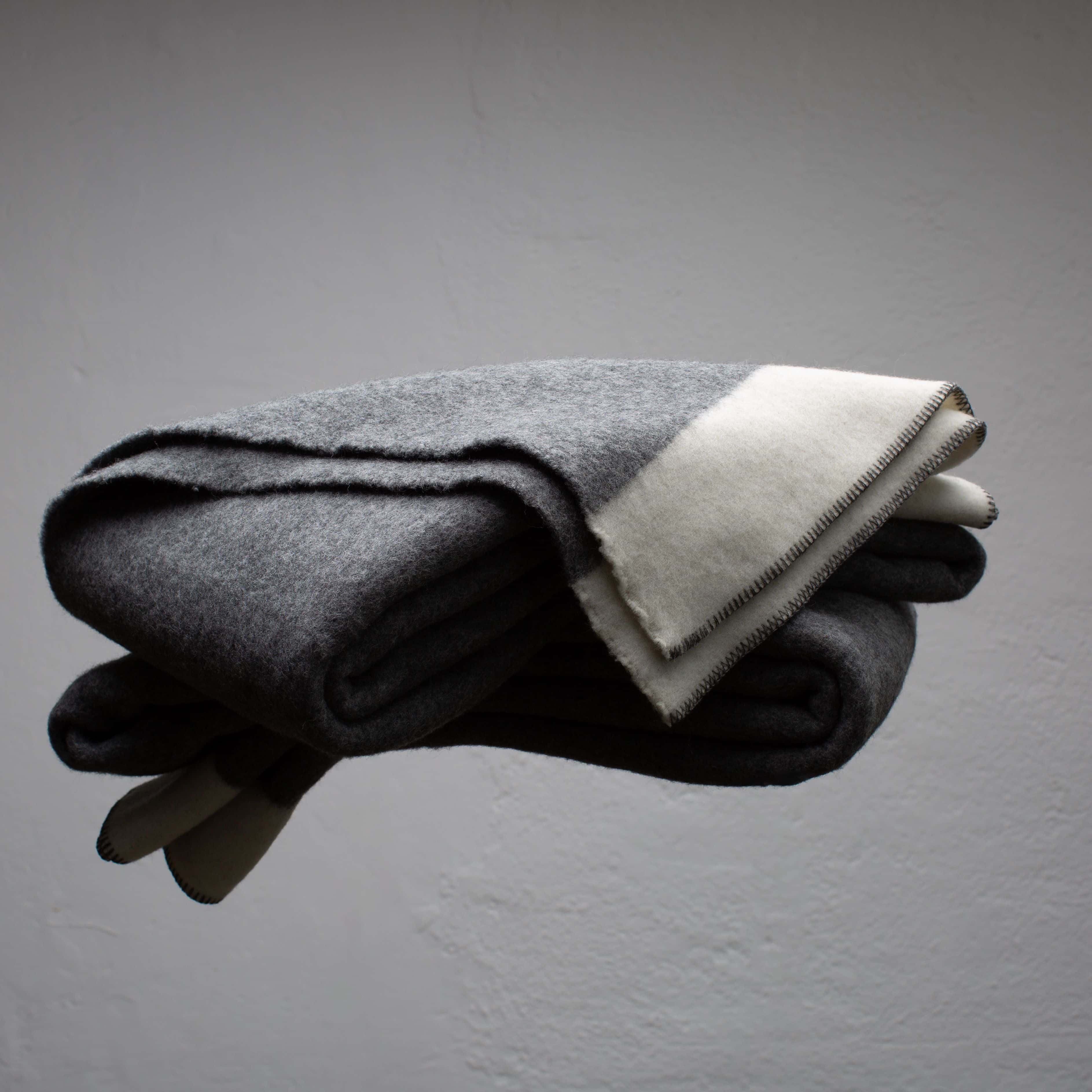 Grey-White Virgin Wool Blanket