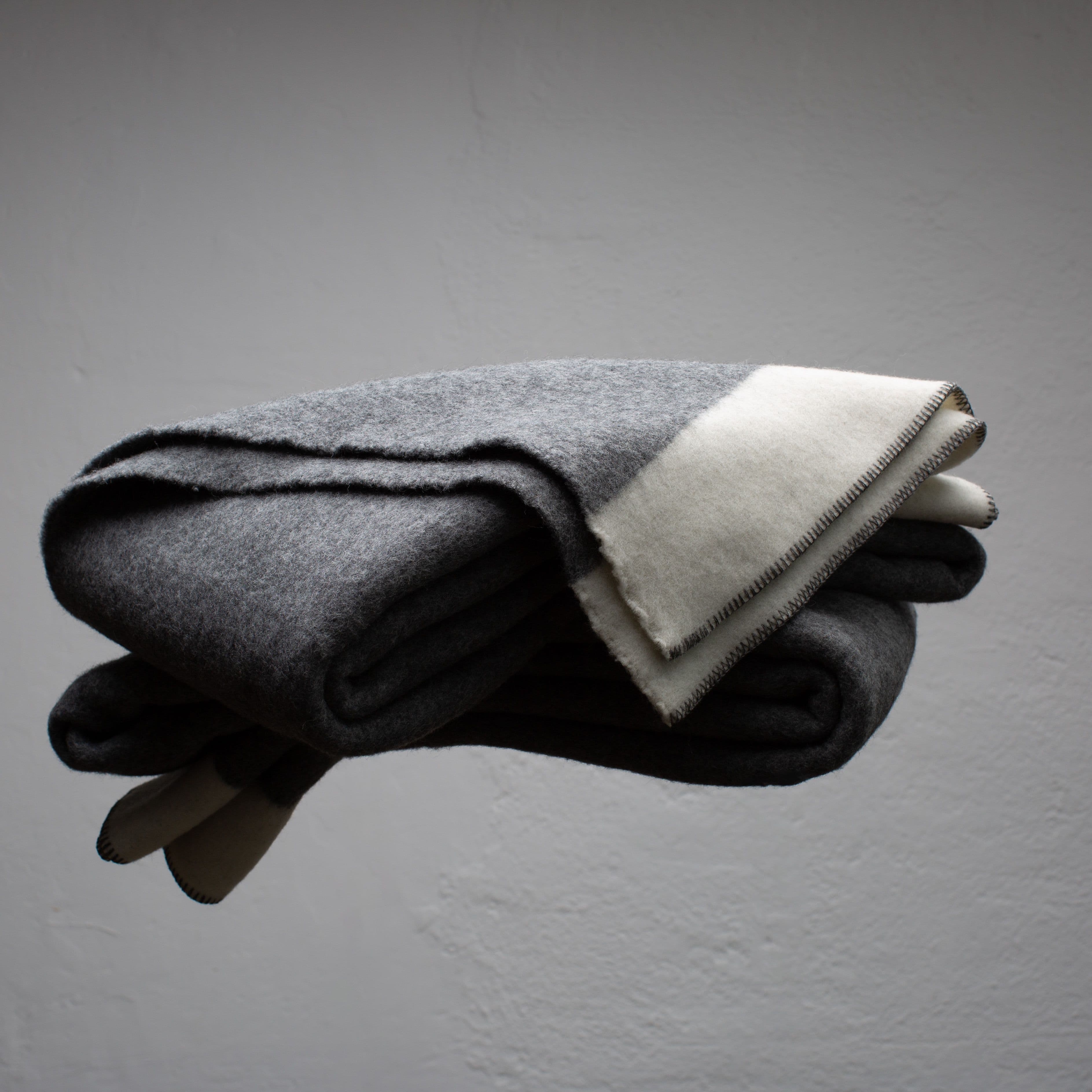 Grey-White Virgin Wool Blanket