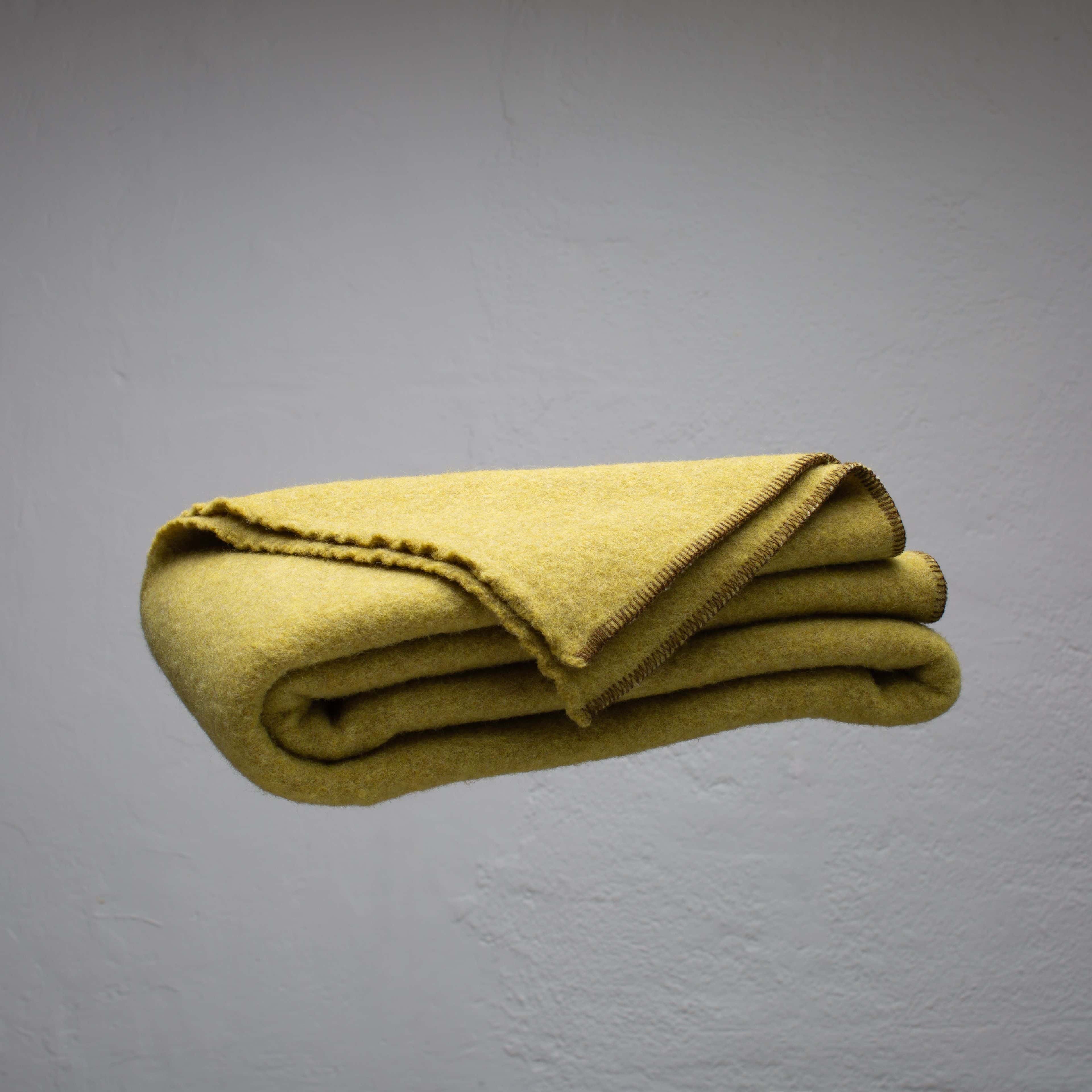 Olive Green Virgin Wool Blanket