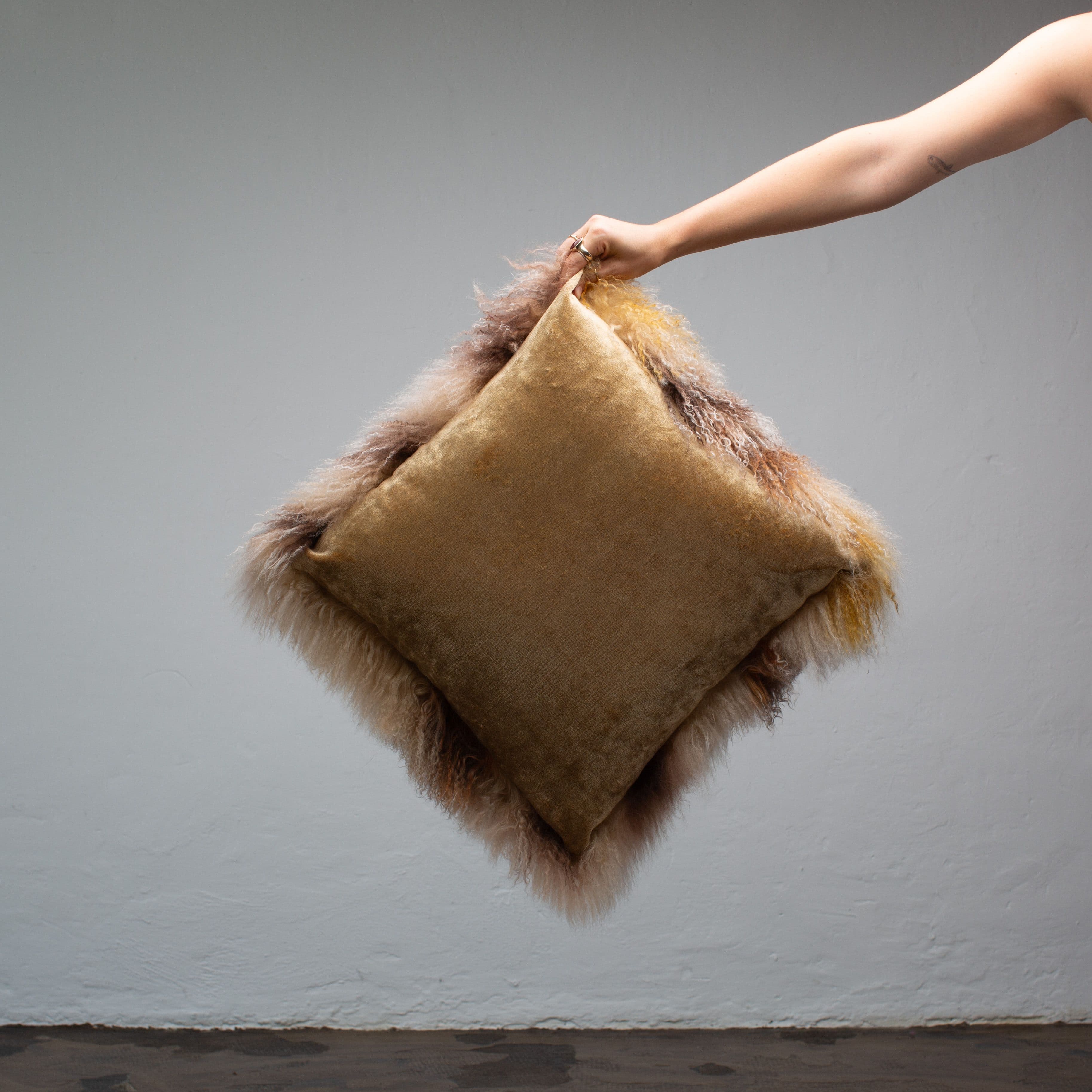 Spotted Mongolia Fur Cushion Model B