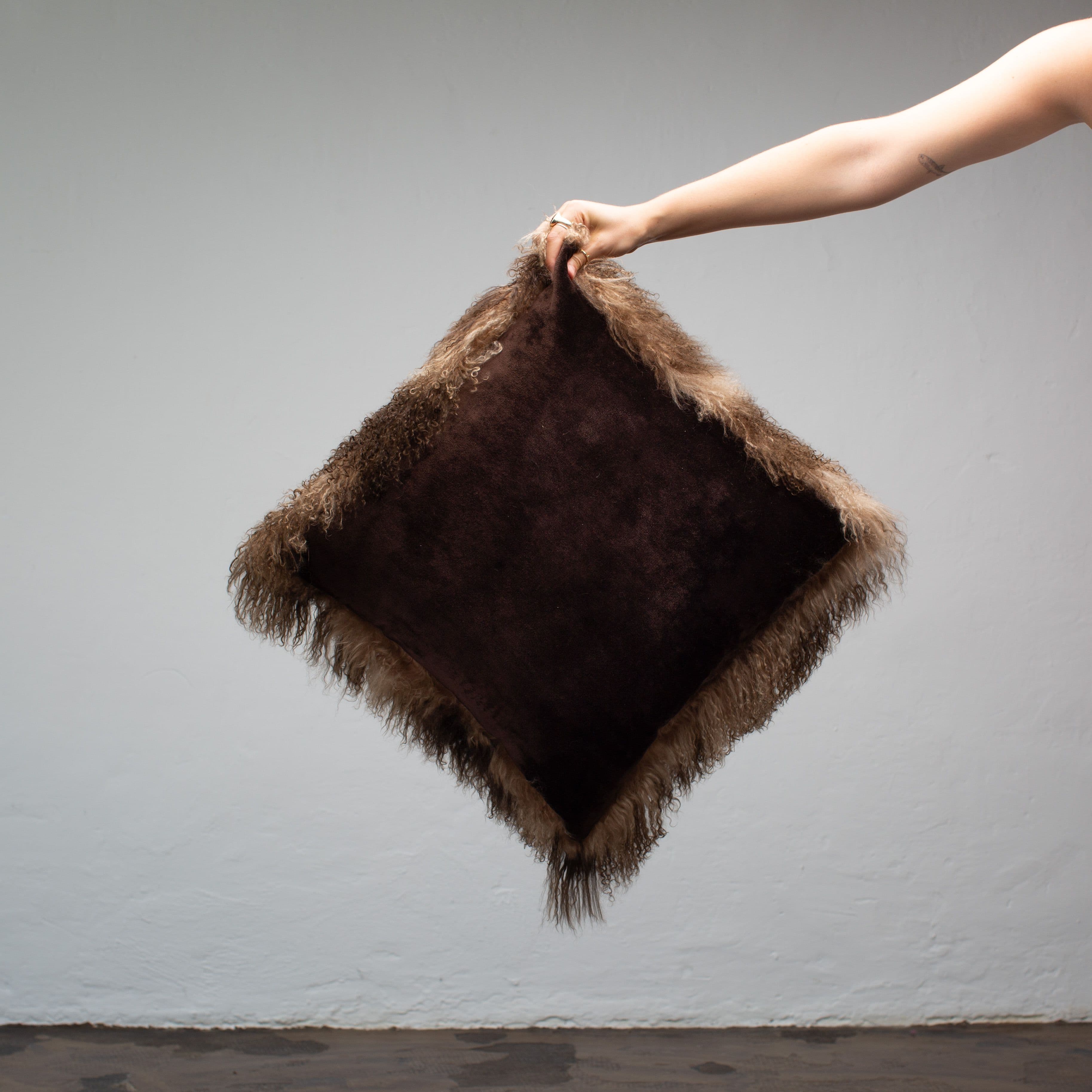 Spotted Mongolia Fur Cushion Model D