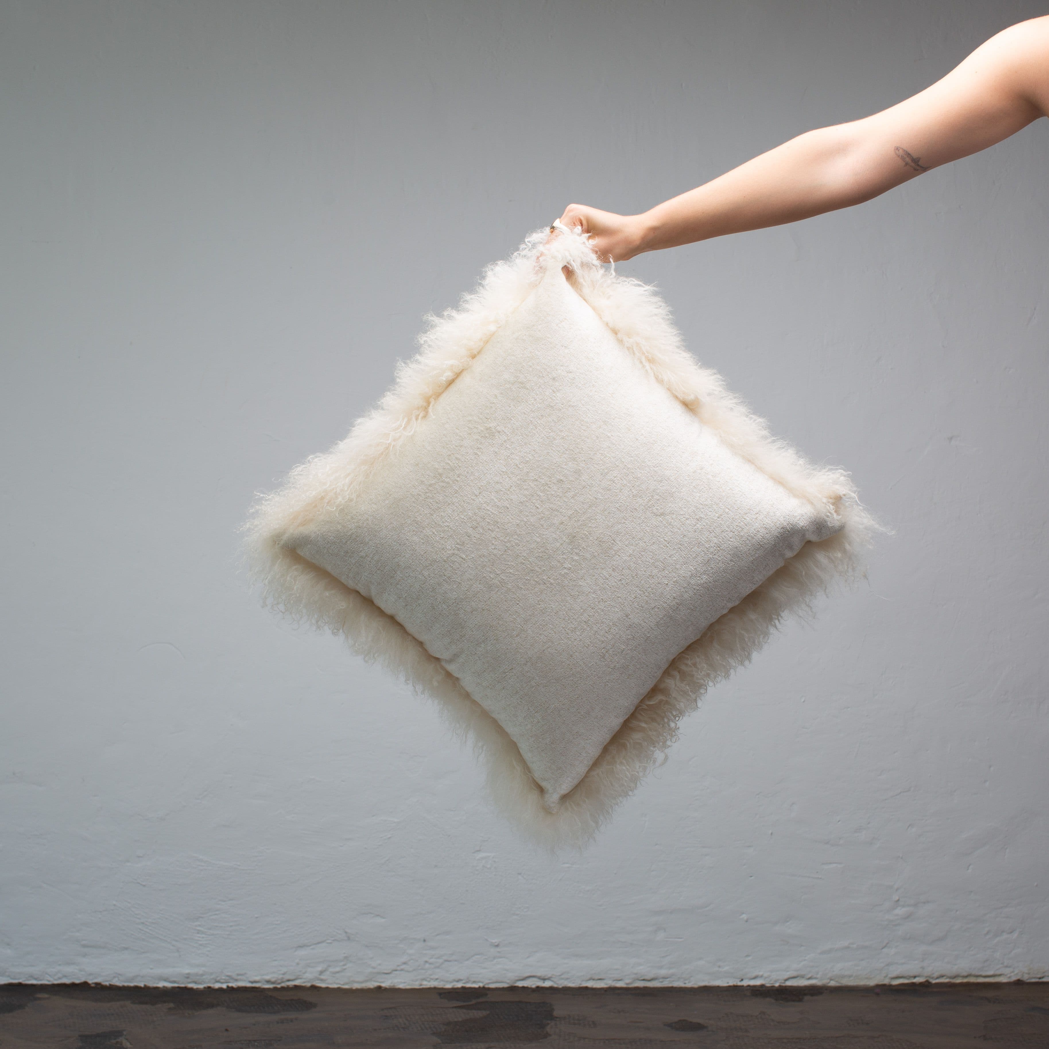 White Mongolia Fur Cushion