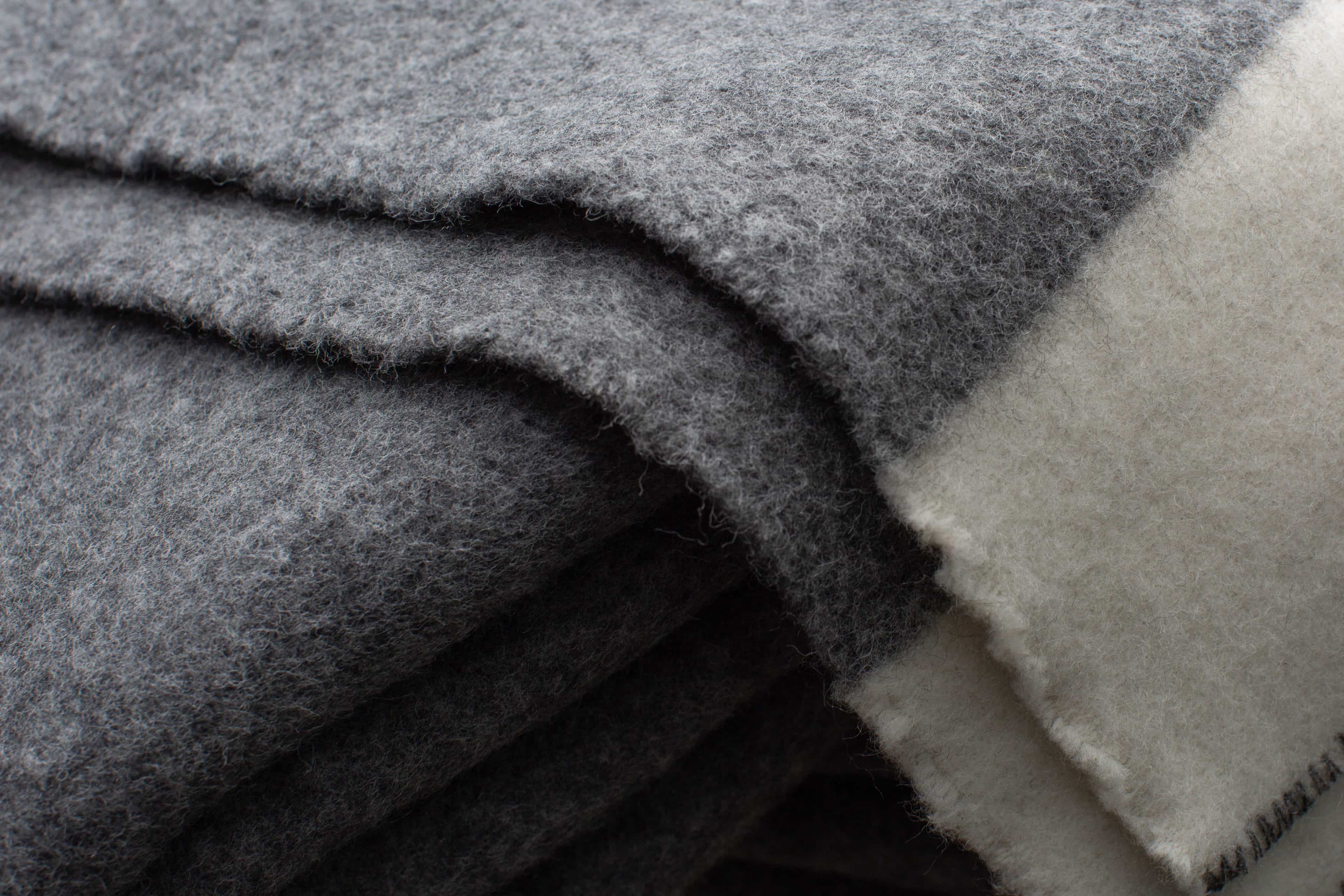 Grey-White Virgin Wool Blanket