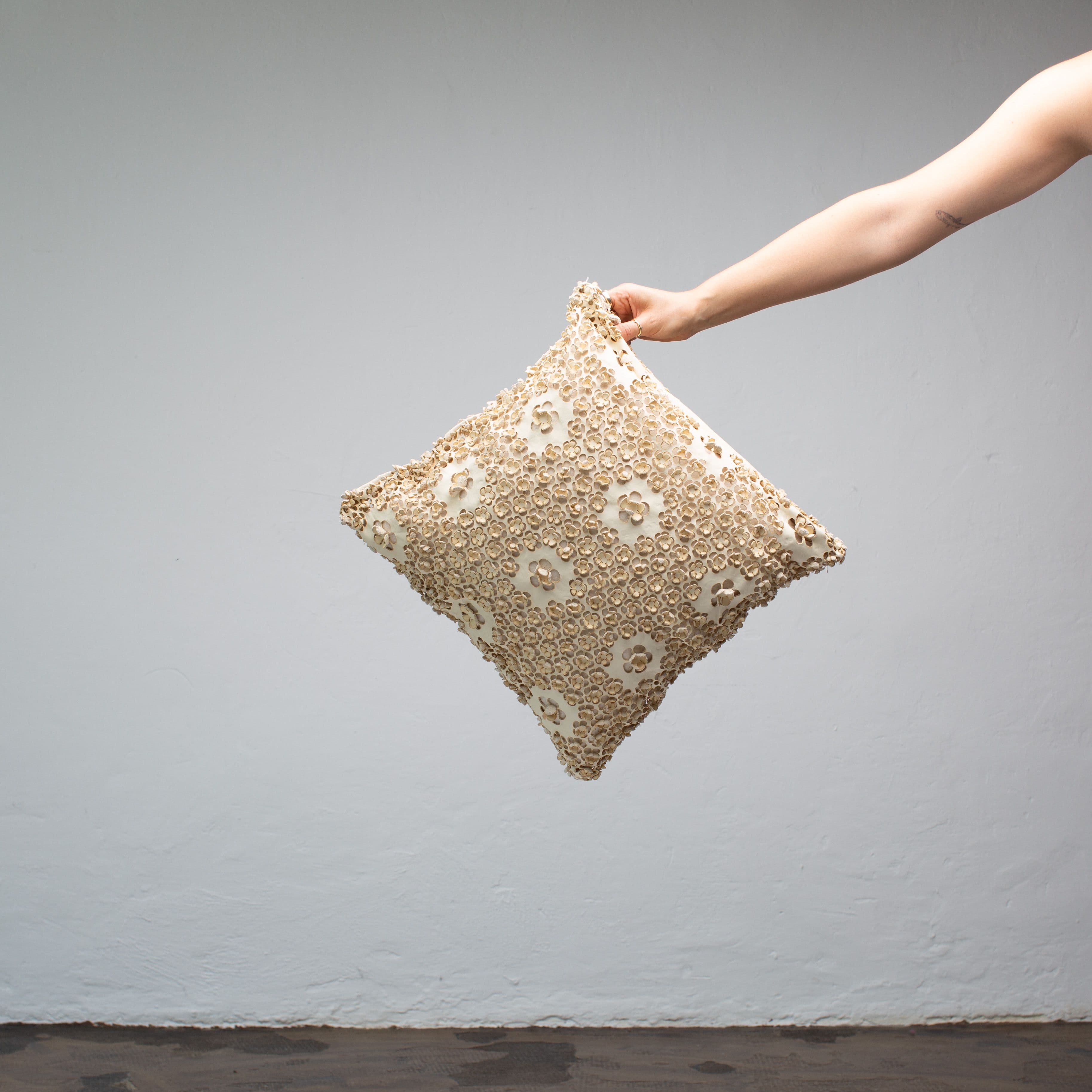 Cream White Leather Cushion