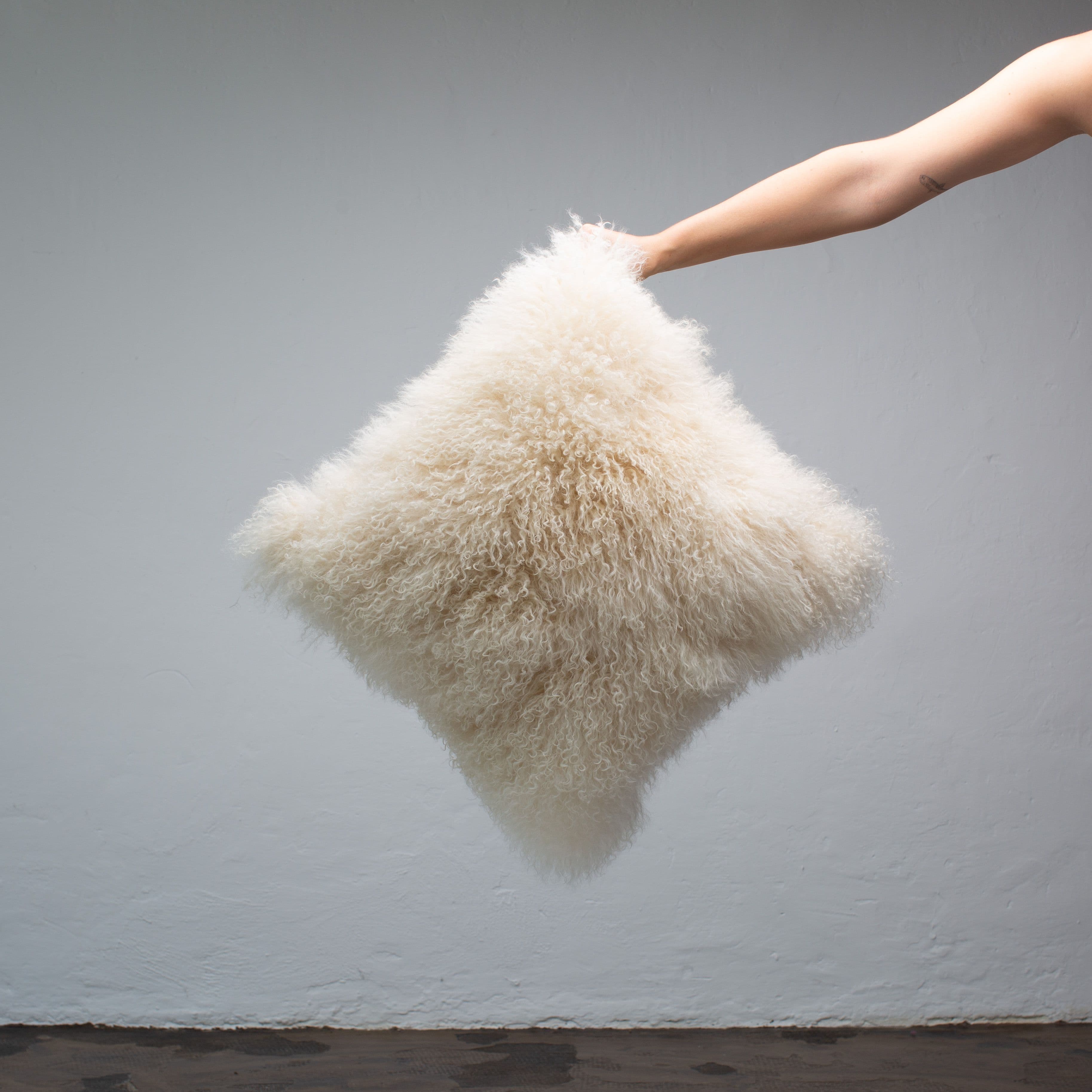 White Mongolia Fur Cushion