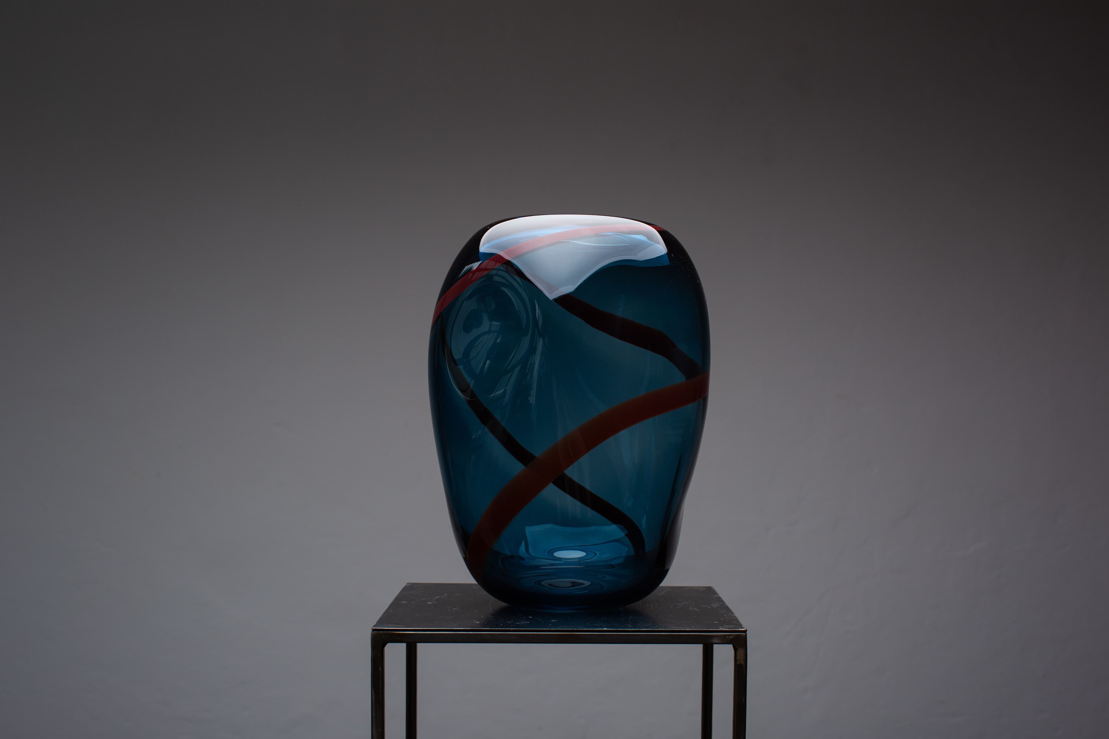 Avio & Dark Red Murano Glass Vase M II