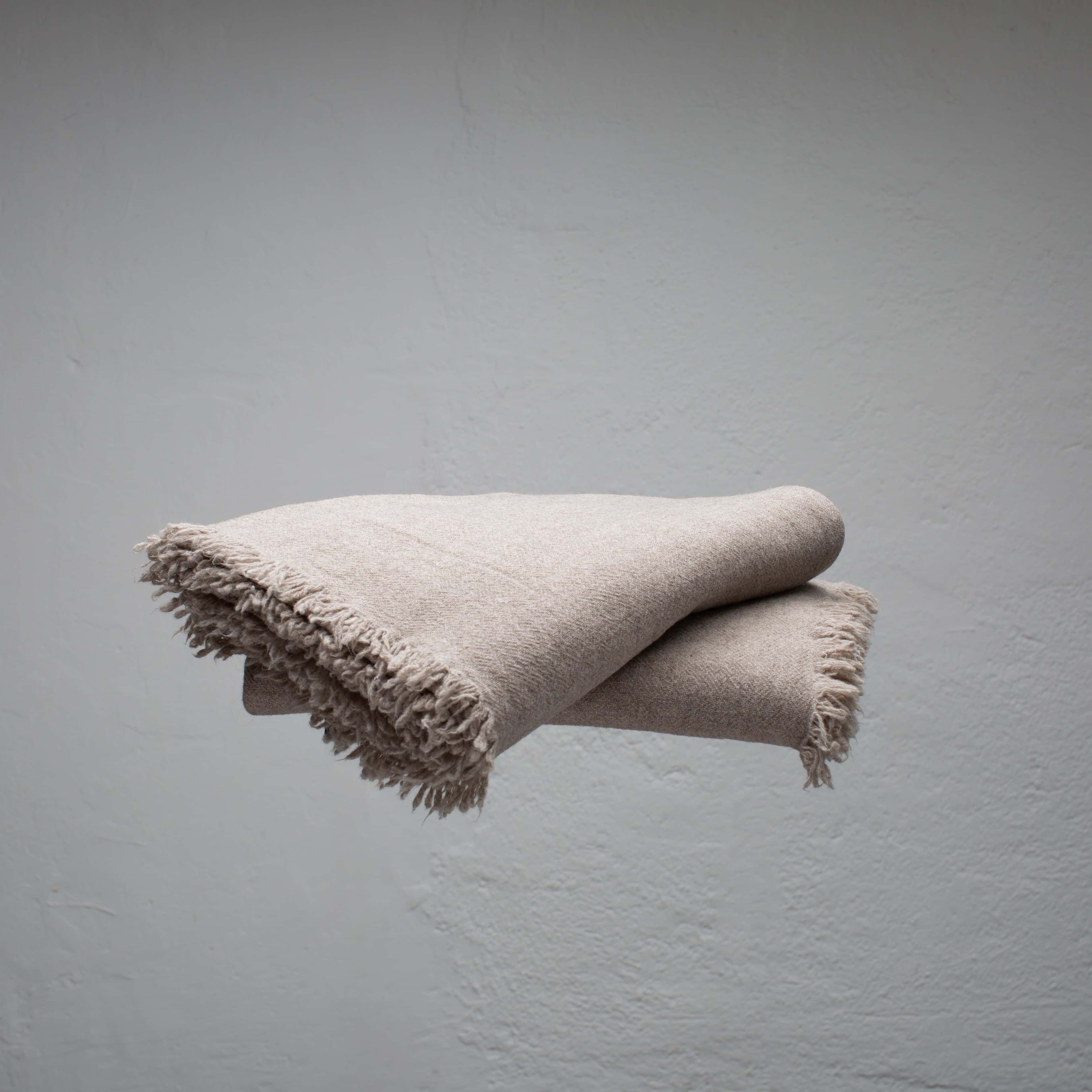 Beige Virgin Wool Plaid