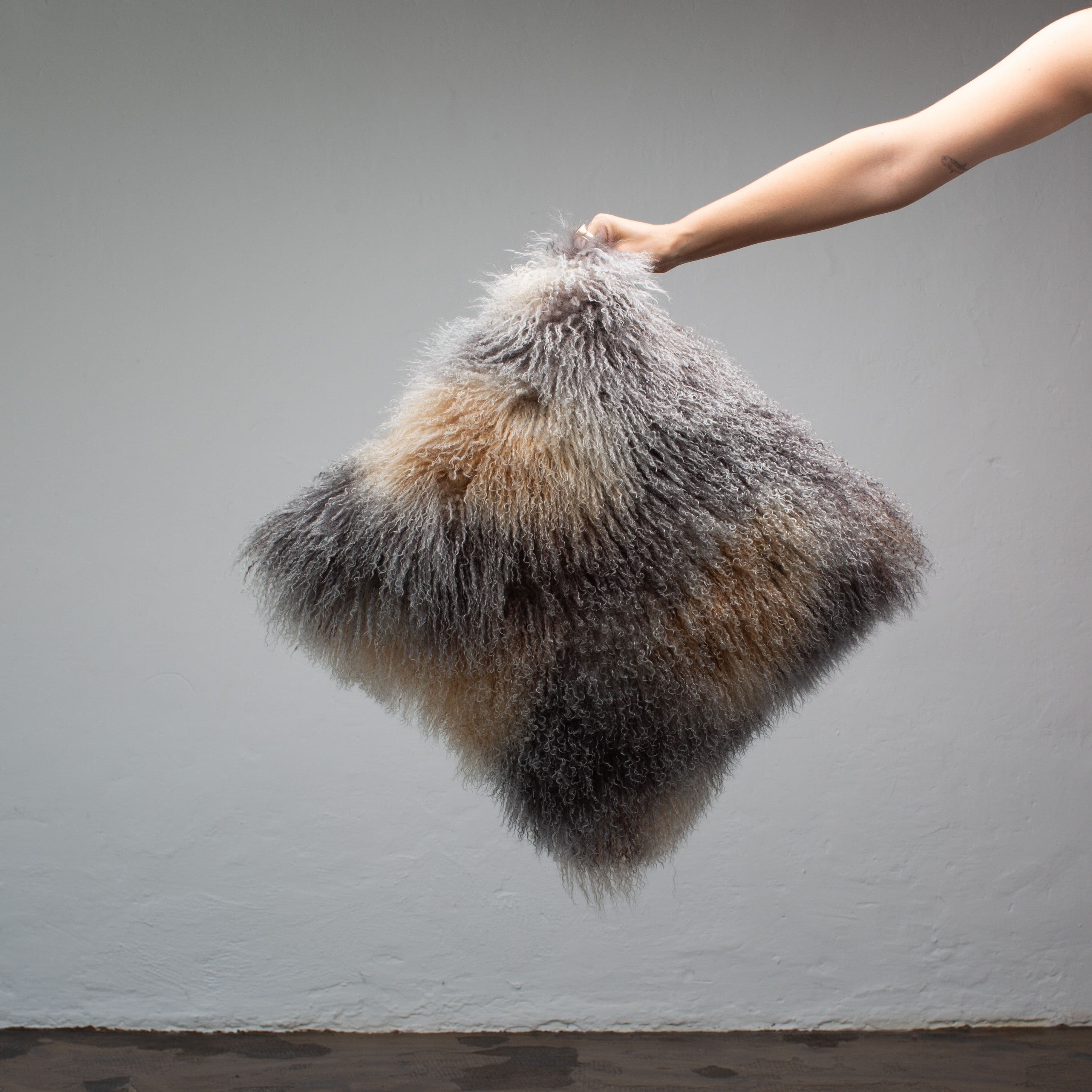 Spotted Mongolia Fur Cushion Model C